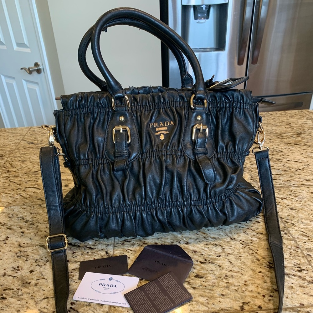 PRADA authentic designer bag all leather - black